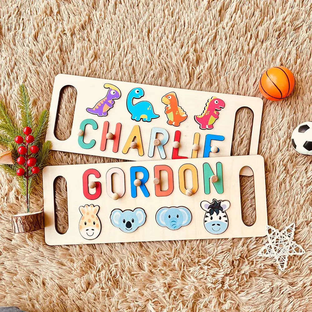 Personalised Wooden Baby Name Puzzle with Handle