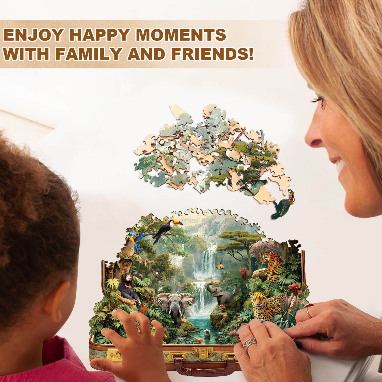 Suitcase Scenery-jungle animals Wooden Jigsaw Puzzle