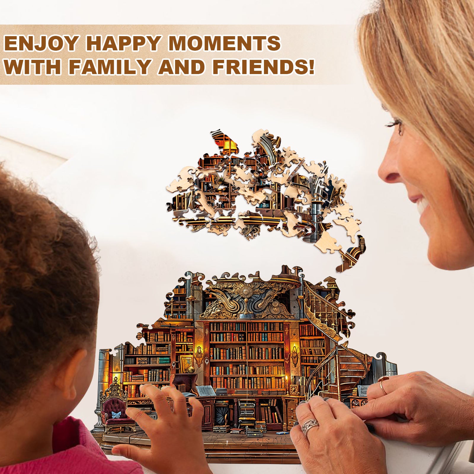 Gothic Revival Bookstore Wooden Jigsaw Puzzle