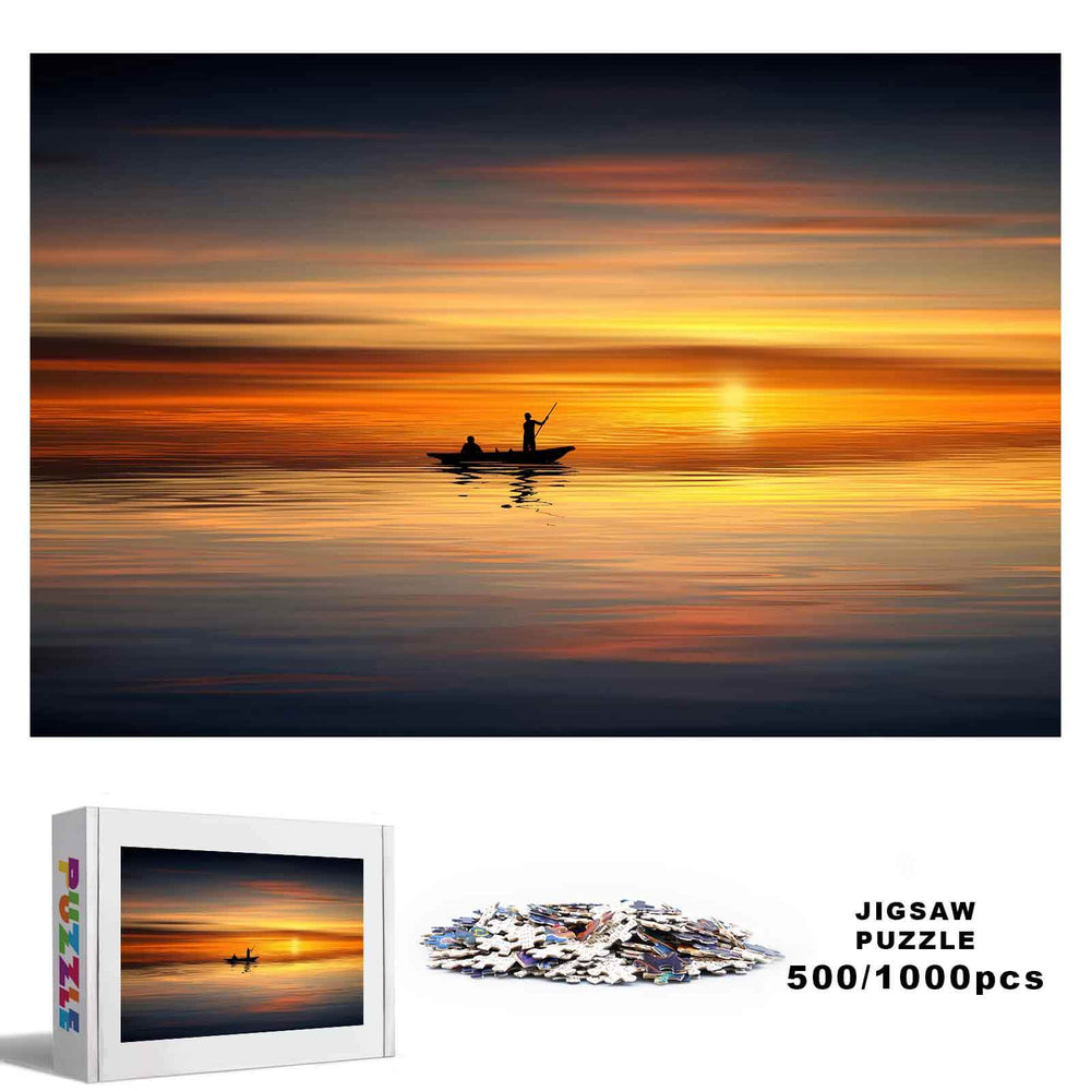 Boatman at Sunset jigsaw puzzle, 500/1000 pieces, perfect for enhancing focus and mental skills.