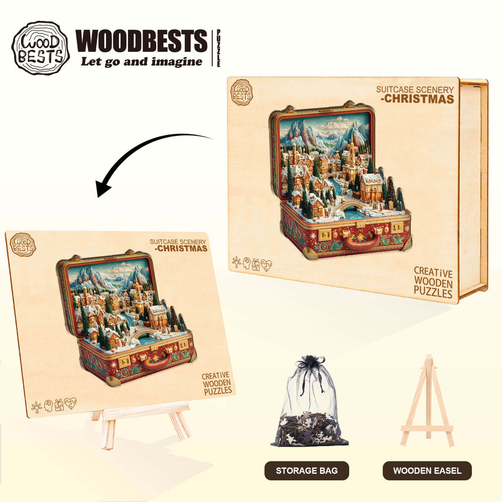 Suitcase Scenery-Christmas Wooden Jigsaw Puzzle