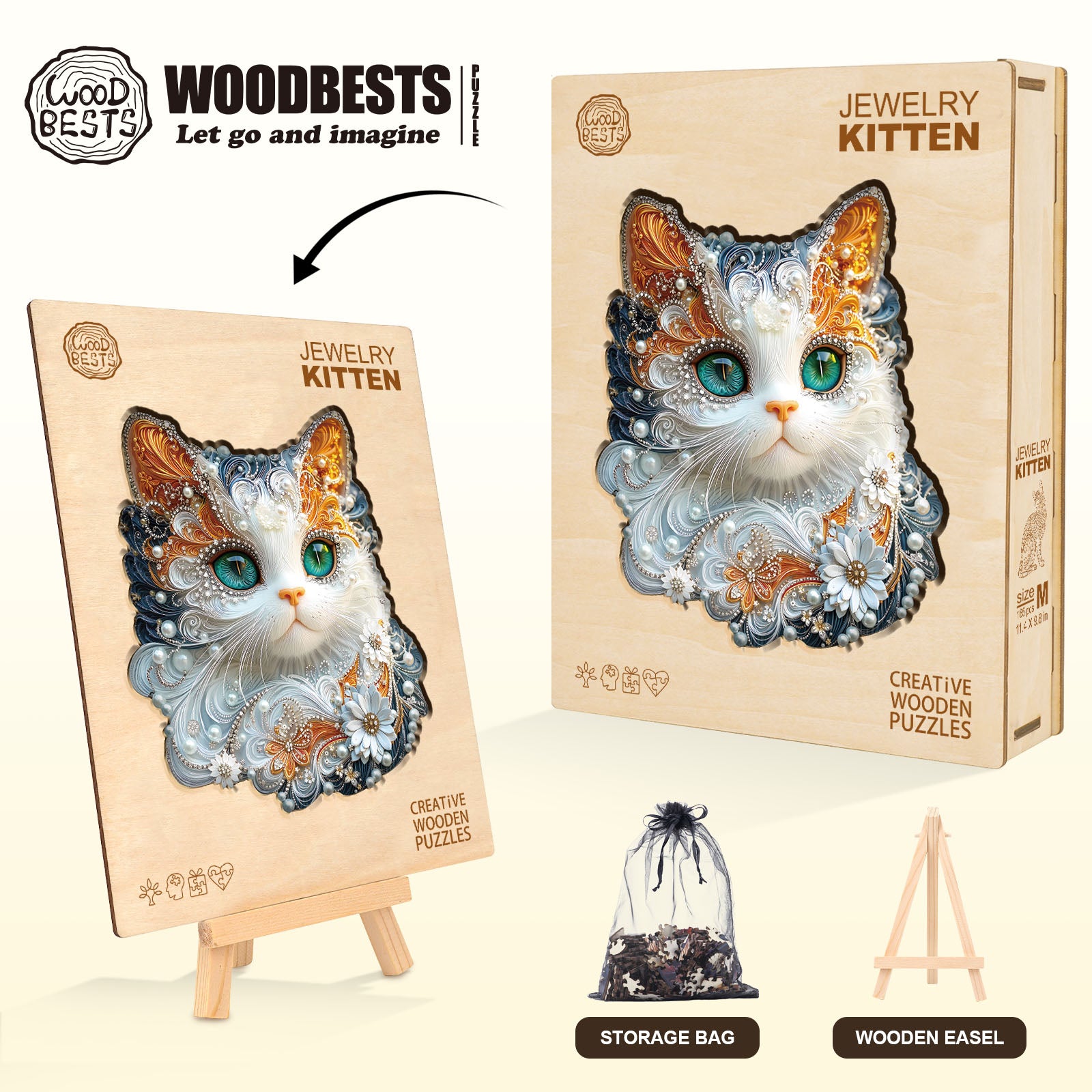 Jewelry Kitten Wooden Jigsaw Puzzle
