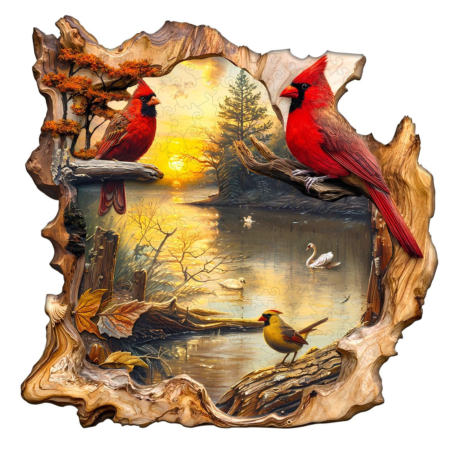 Sunset Lake Wooden Jigsaw Puzzle