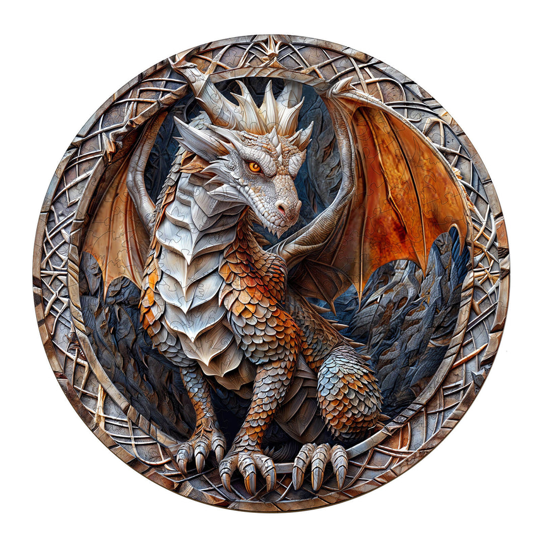3D Cave Dragon wooden jigsaw puzzle depicting a detailed dragon design, perfect for enhancing focus and problem-solving skills.