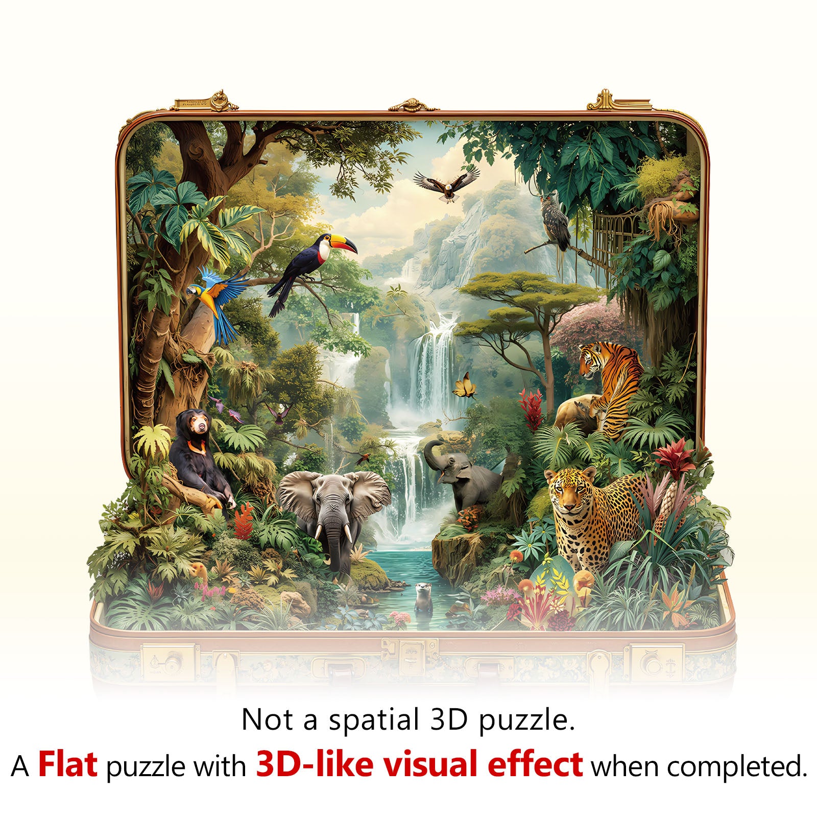 Suitcase Scenery-jungle animals Wooden Jigsaw Puzzle