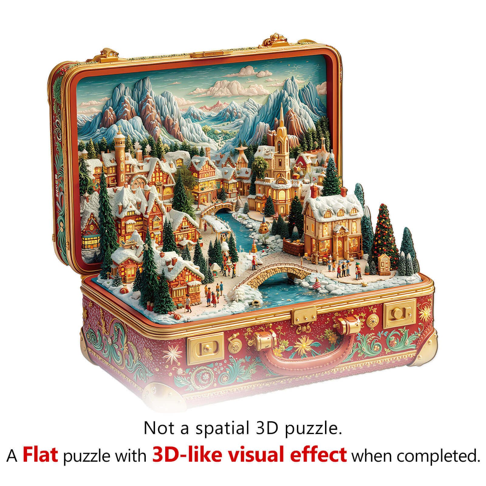 Suitcase Scenery-Christmas Wooden Jigsaw Puzzle