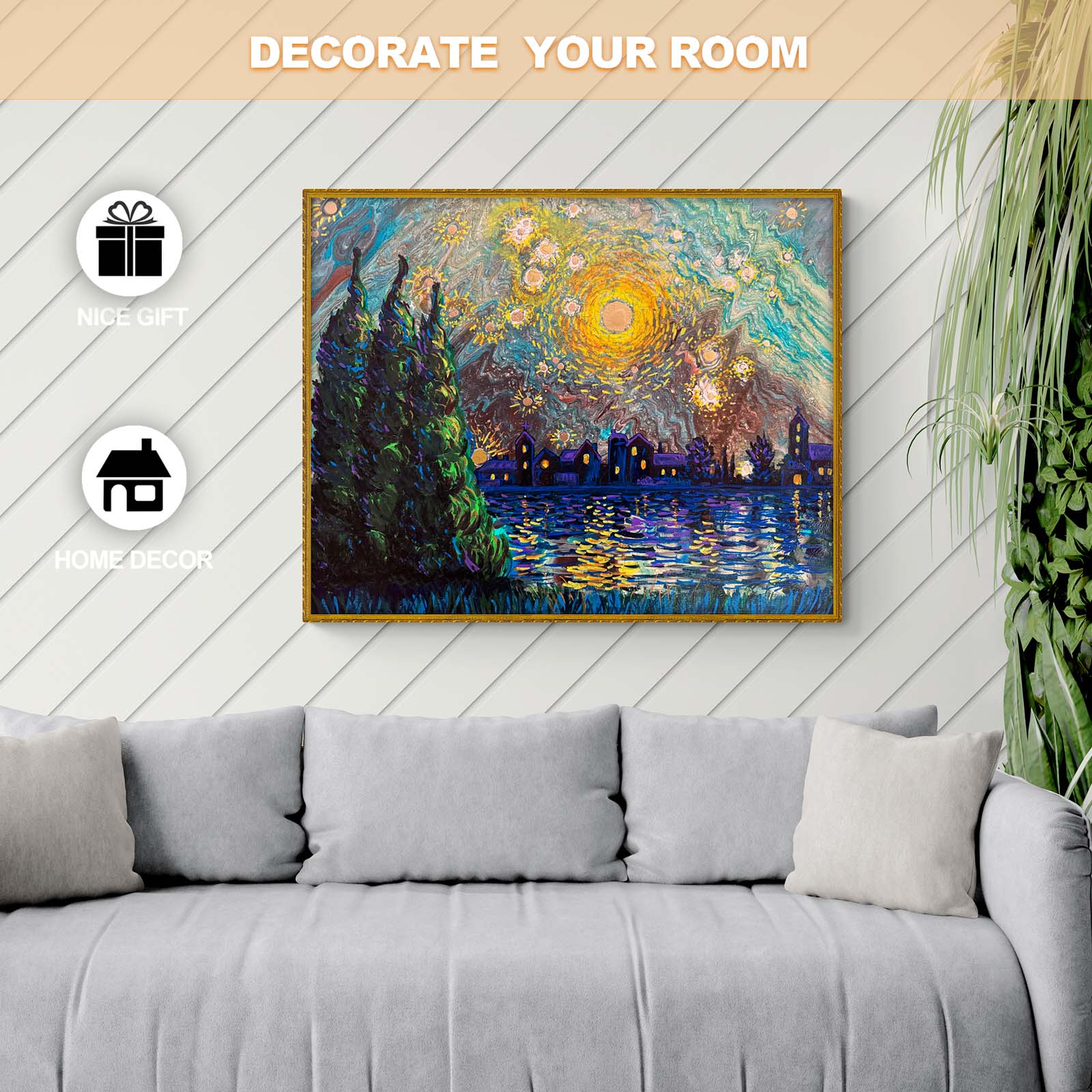 Starry Night artwork by Nicholas John VARDAXIS, perfect for home decor and as a nice gift for art lovers.