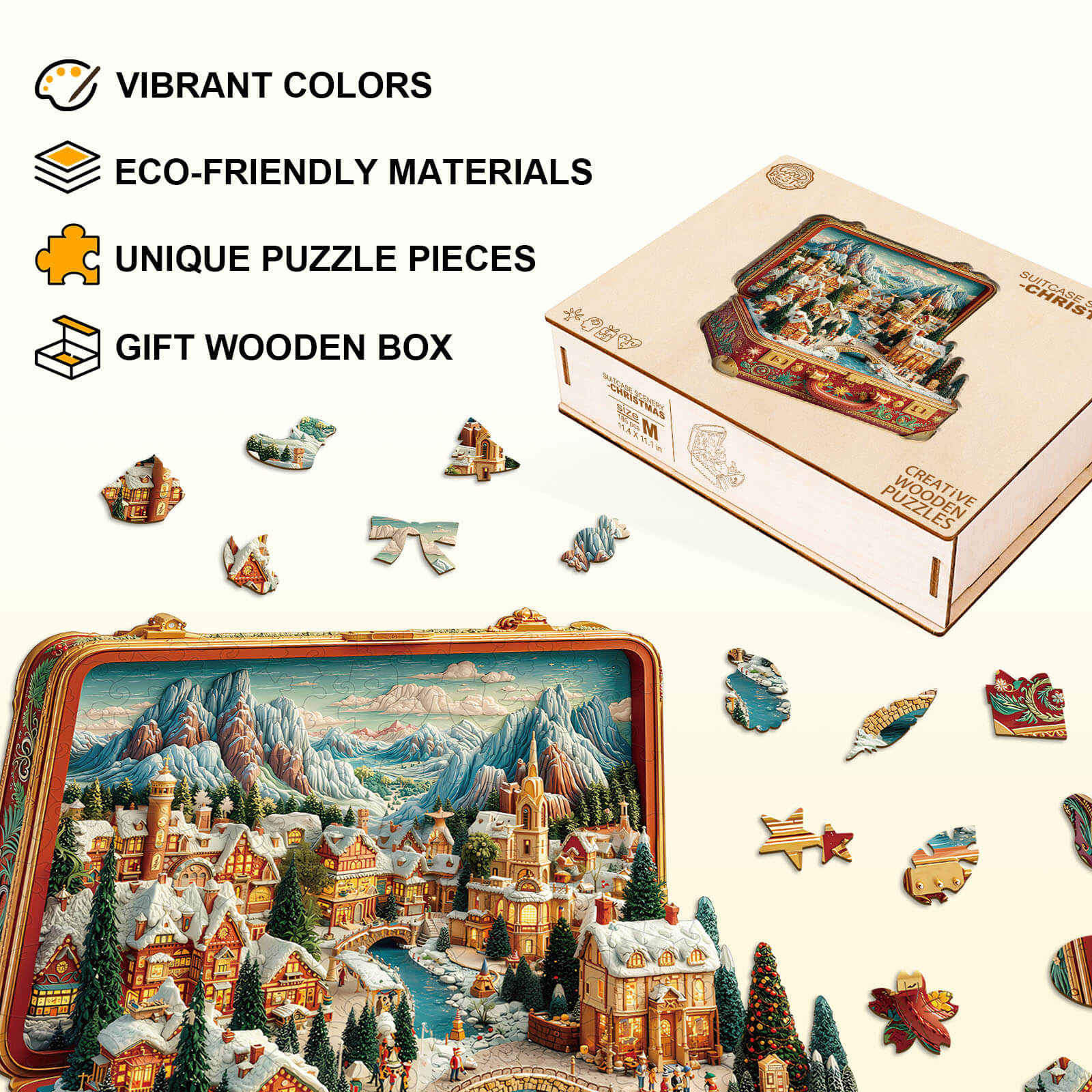 Suitcase Scenery-Christmas Wooden Jigsaw Puzzle