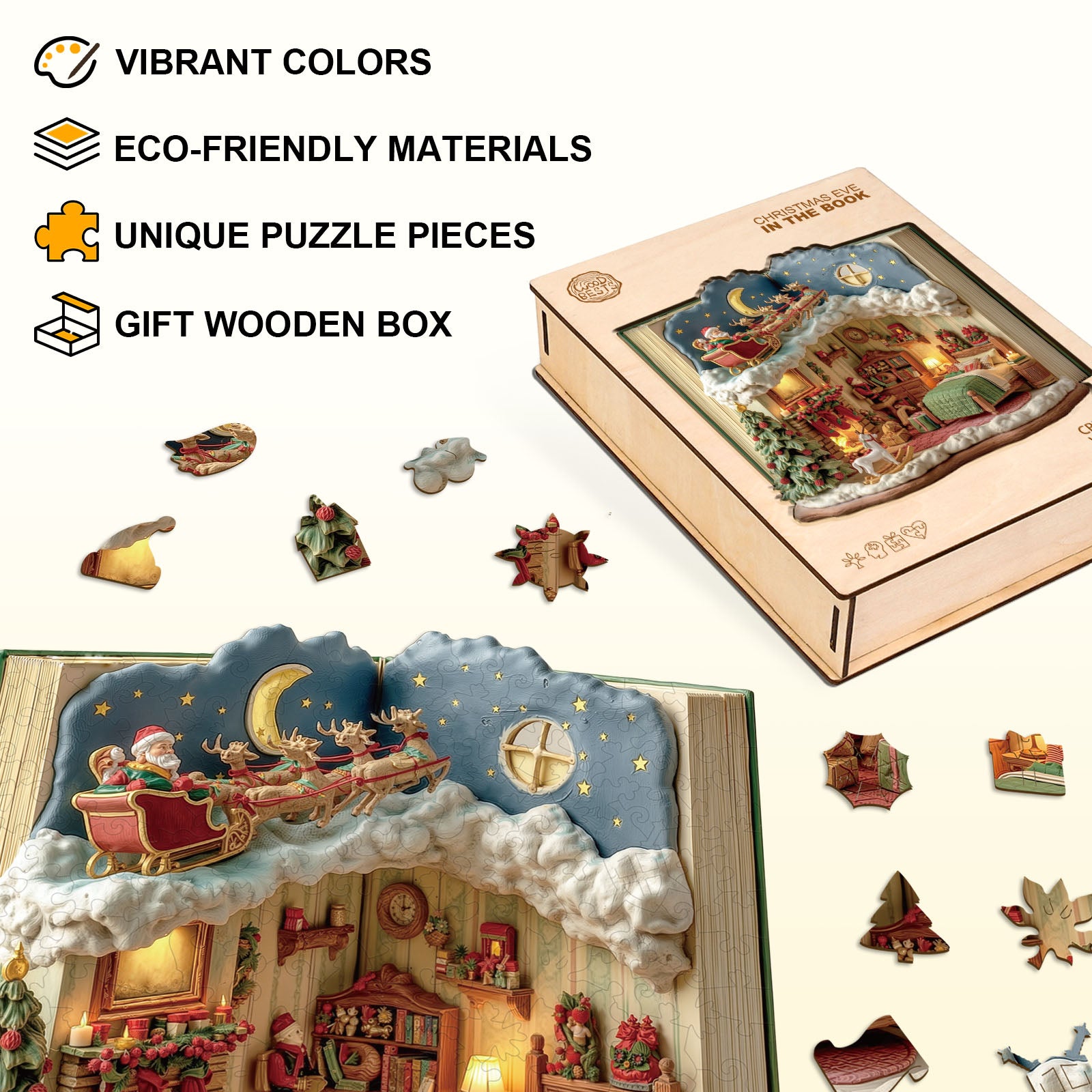 Christmas Eve in the Book Wooden Jigsaw Puzzle