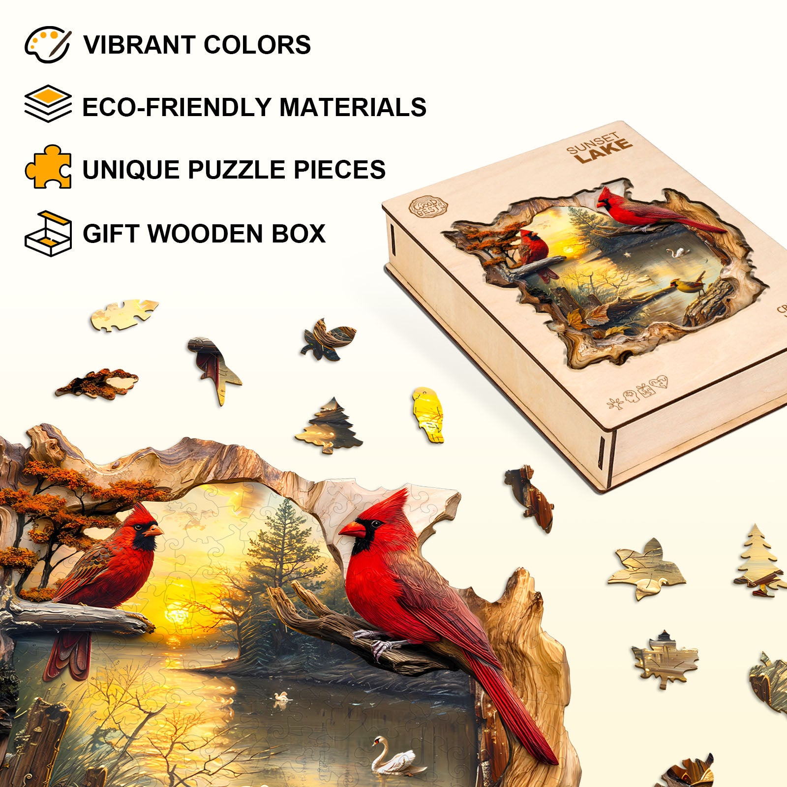 Sunset Lake Wooden Jigsaw Puzzle
