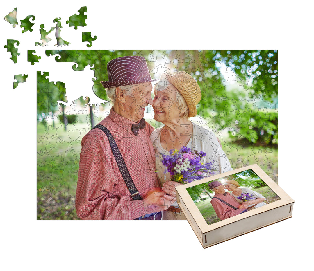 Personalized Photo Wooden Puzzle - Love Theme