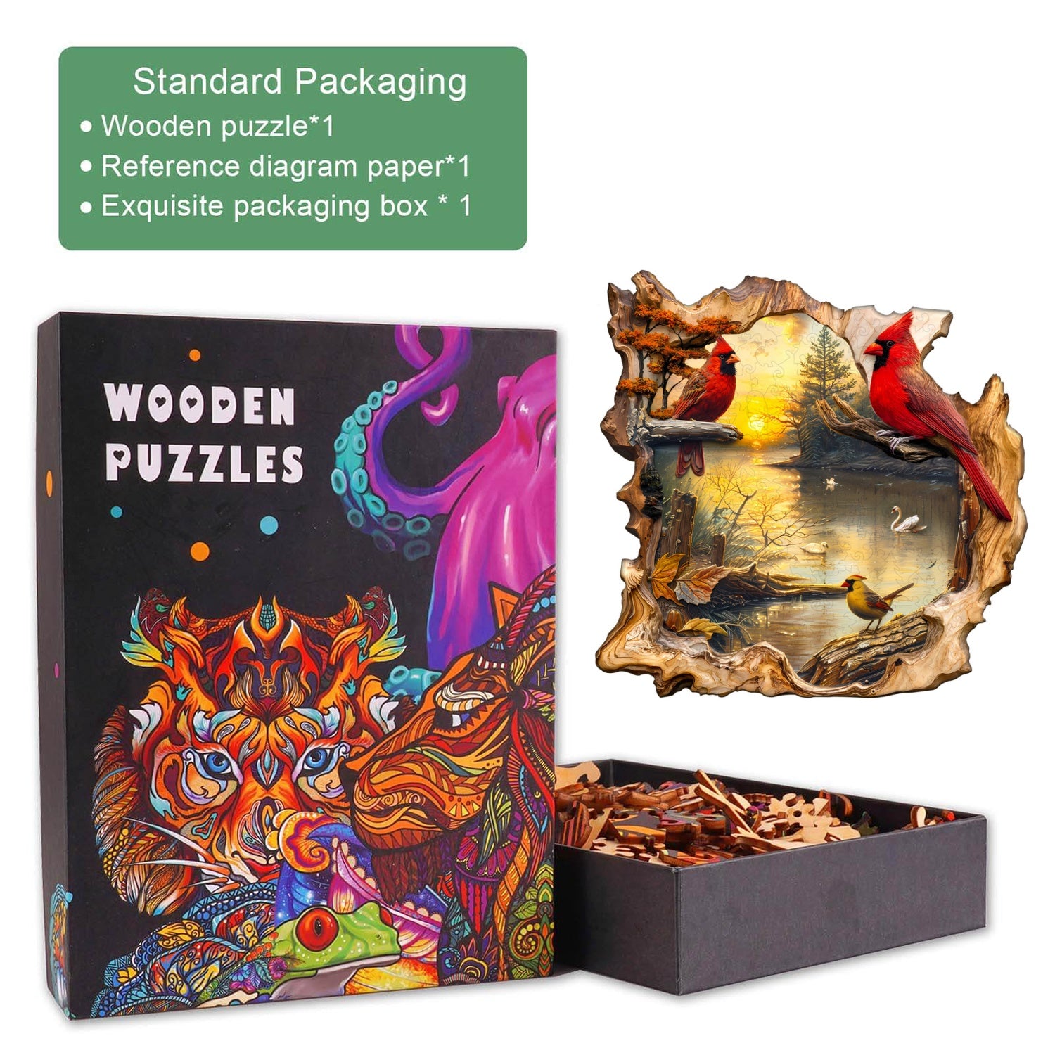 Sunset Lake Wooden Jigsaw Puzzle