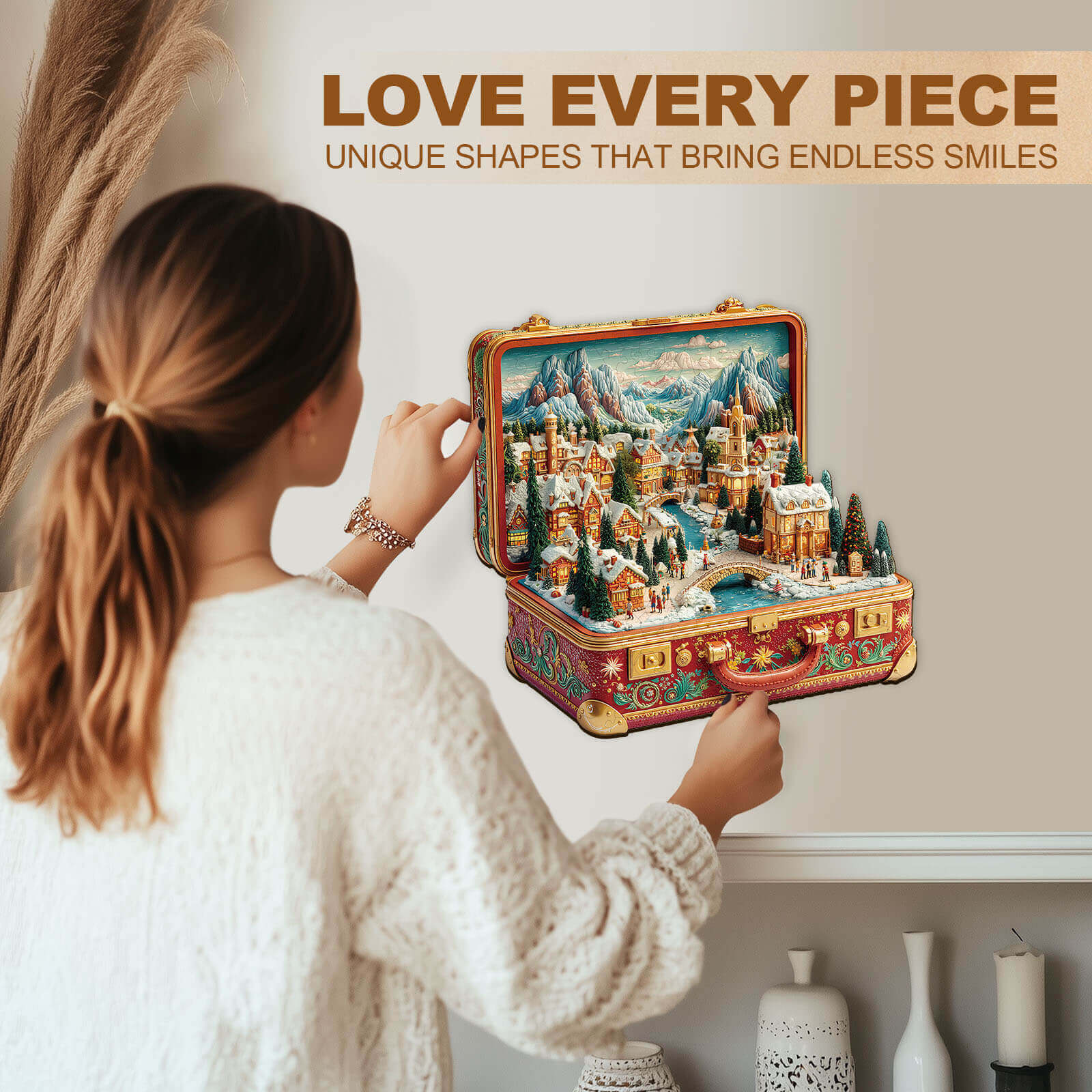 Suitcase Scenery-Christmas Wooden Jigsaw Puzzle