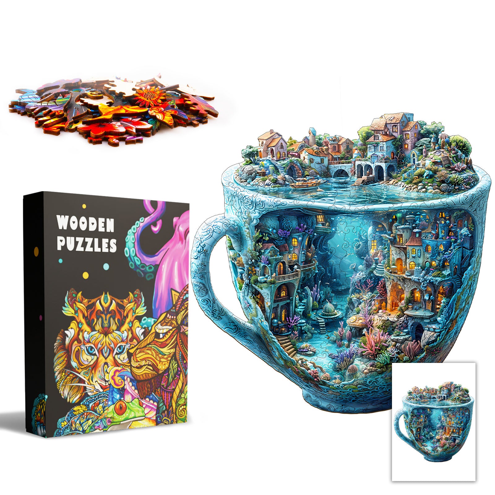 3D Ocean Mug Wooden Jigsaw Puzzle